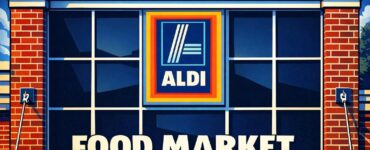 A discount grocery storefront with a Colorado backdrop and rising price tags in a shopping cart