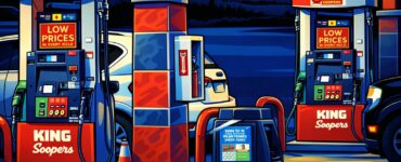 Driver holding a settlement letter beside a disabled car at a gas pump