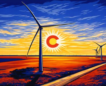 A utility worker flips a large power switch as homes and shops go dark in strong wind.