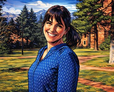 Comic-style courtroom scene with Colorado officials facing three Supreme Court rulings