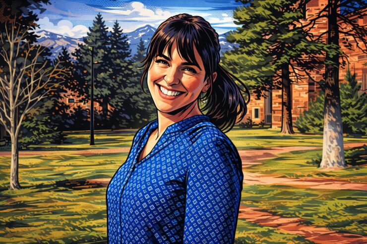 Comic-style courtroom scene with Colorado officials facing three Supreme Court rulings