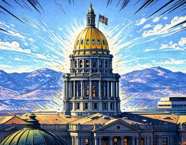 Comic-style Colorado lawmakers unveil a bill as local officials are buried in lawsuit papers at the capitol