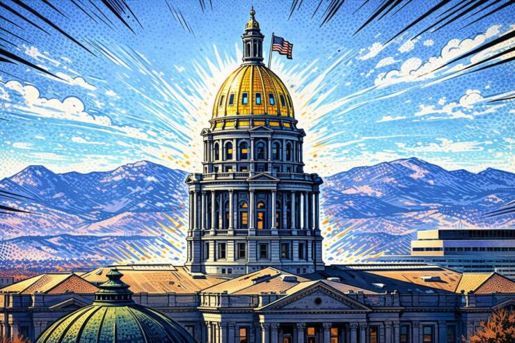 Comic-style Colorado lawmakers unveil a bill as local officials are buried in lawsuit papers at the capitol