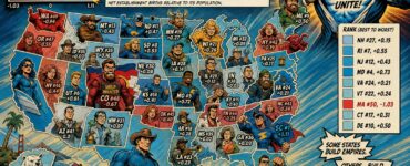 Comic-style Colorado official celebrating paperwork while businesses leave toward Florida
